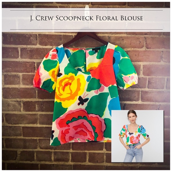 J. Crew Scoopneck Floral Blouse XS - Picture 1 of 14